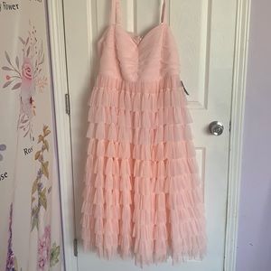 Torrid Peach Pink Mesh ruffle dress